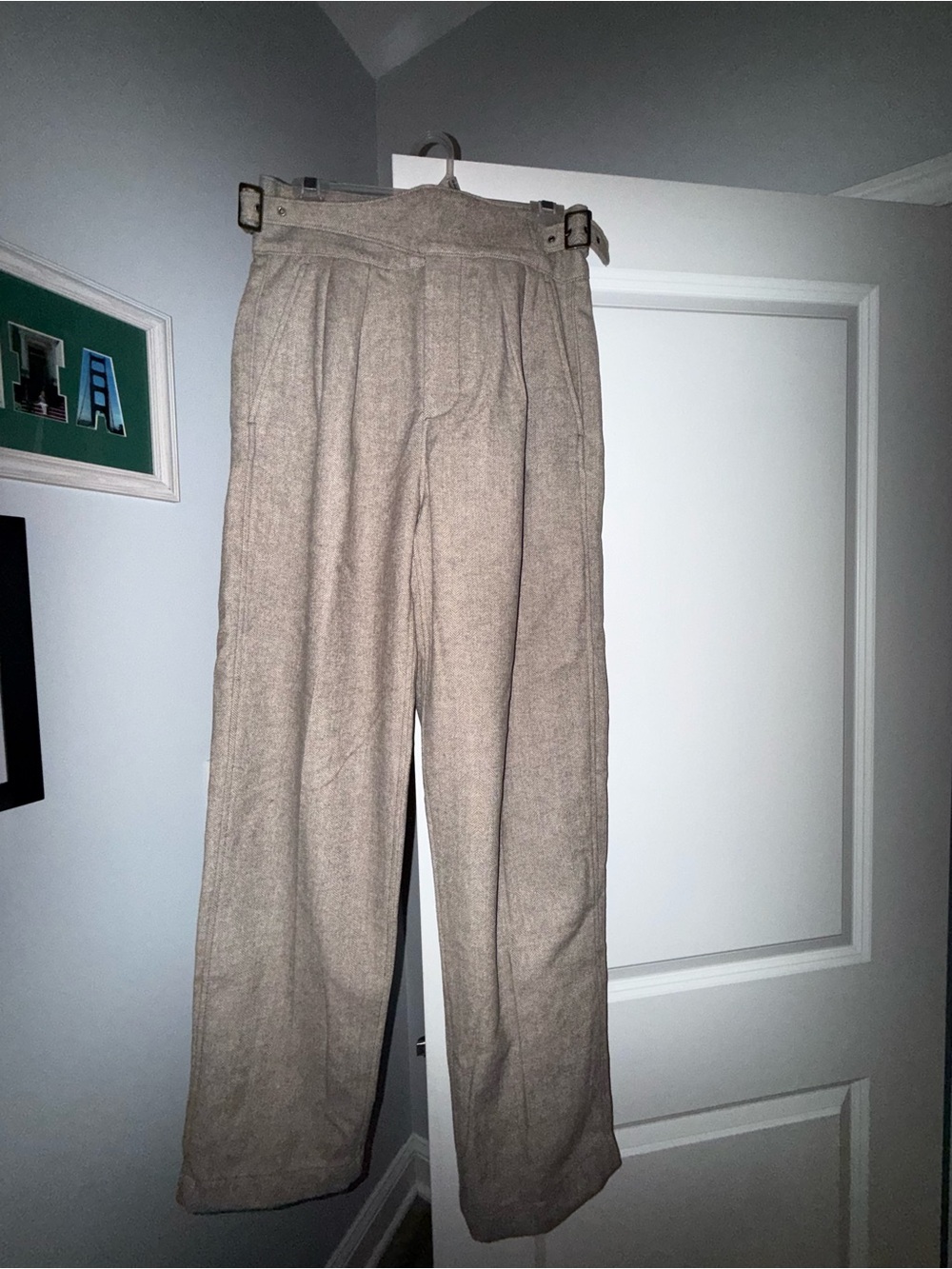 Banana Republic Tan Pleated High-Waist Chinos